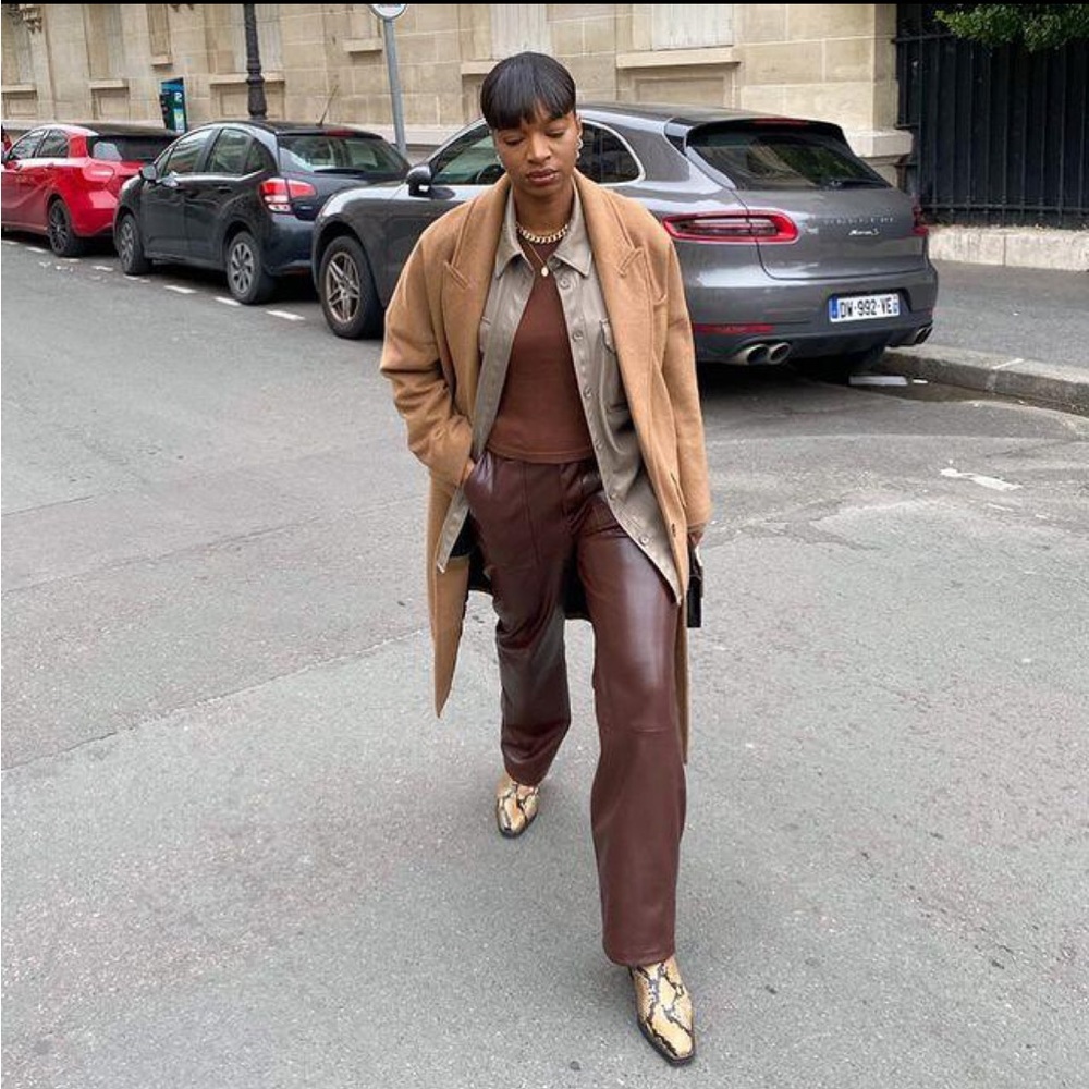 Madewell Tan and Brown Ankle Boots with Pointed Toe Design and Moderate Heel